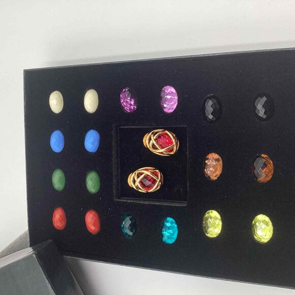 Joan Rivers Classics Collection Interchangeable Earrings Set – 12 Faceted Stones - Picture 7 of 10